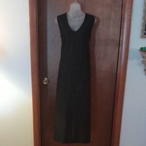 Vintage Avenue Black Pinstripe Maxi Dress